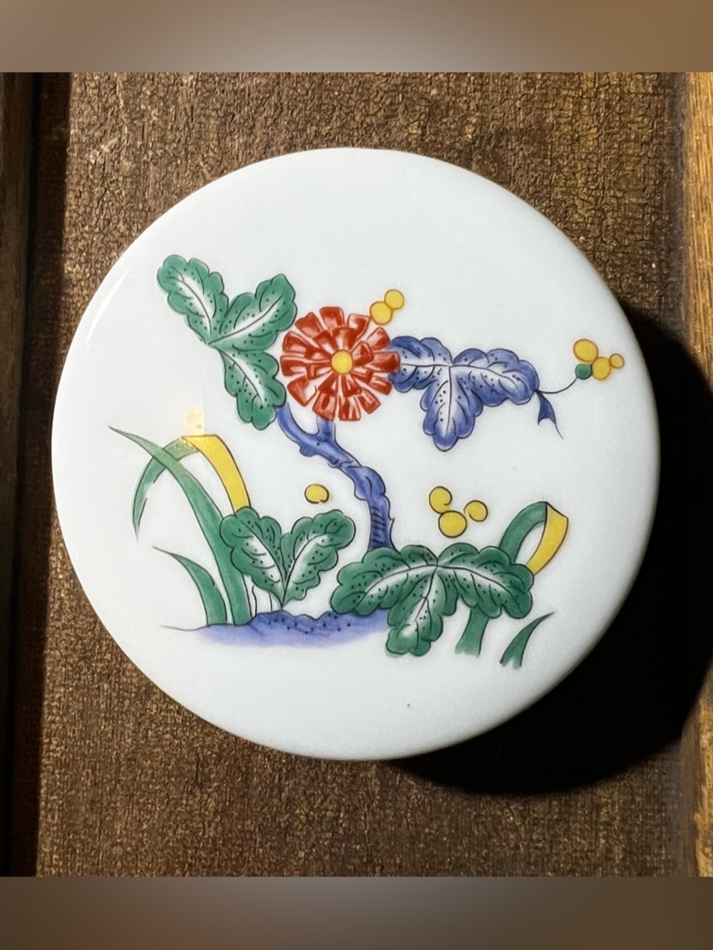 VTG Limoges France Round White Floral Porcelain Trinket Box Lid Flowers